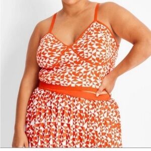 Target Future Collective Orange & White Knit Spaghetti Strap Crop Top 2x